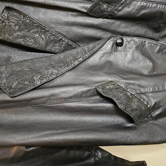 G-III Stylish Black Leather Blazer Jacket for Women Vintage 1980s - Picture 3 of 10